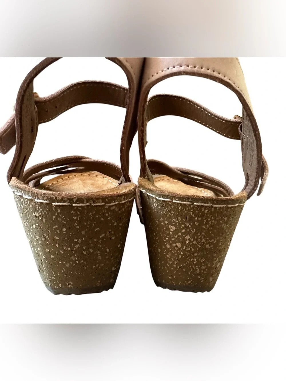 Bjorndal Leather Strappy Sandal Wedge Gold Cream Women’s Sz 7